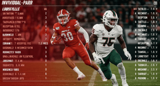 Louisville Cardinals Football vs Miami Hurricanes Football Match Player Stats